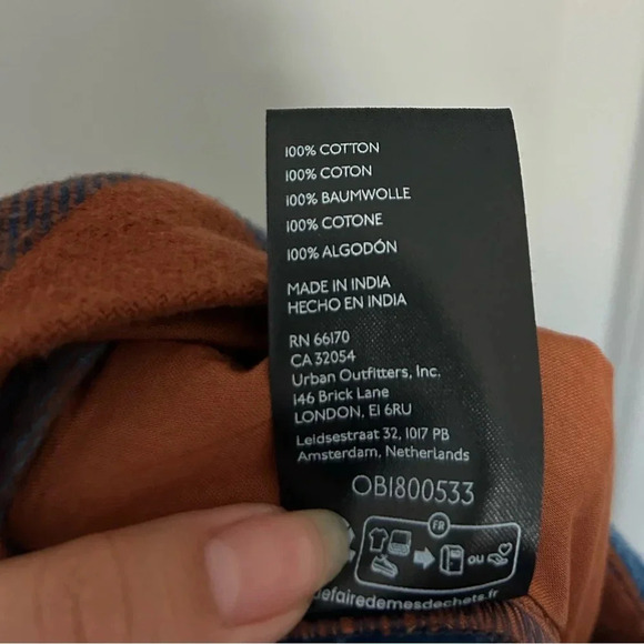 Free People Plaid Blue Brown Wide Leg Trouser size 2 NWOT - Picture 12 of 12